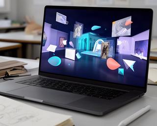Virtuelles Museum als Interface-Entwurf auf einem Laptop im UI-Kurs